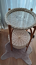 Rattan bambu vintage sehpa