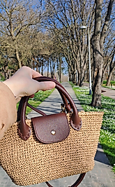 KAĞIT İP MİNİ LONGCHAMP ÇANTA(acı kahve renk)